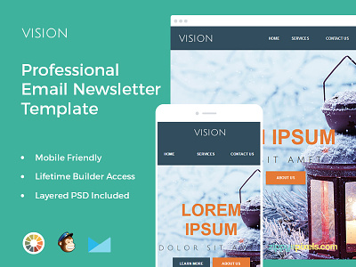 Vision – Professional Email Template campaign monitor e mail marketing e mail template email email newsletter html mailchimp newsletter psd responsive template template template builder