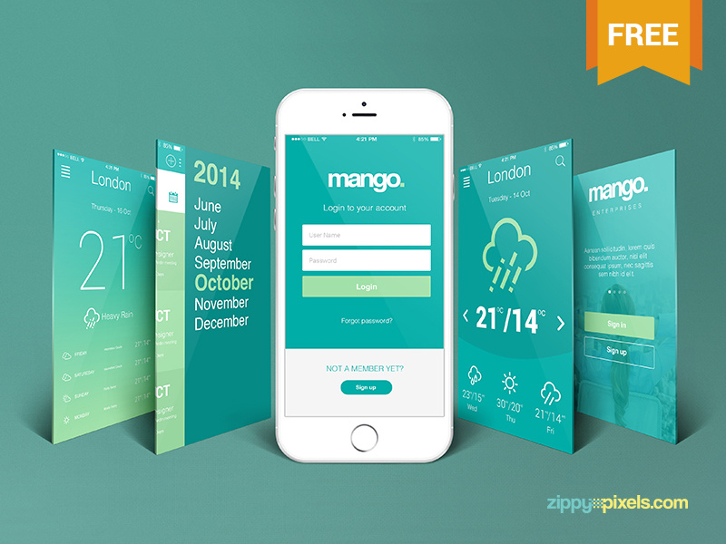 Download Free iPhone Perspective App Screen Mockup by ZippyPixels on Dribbble