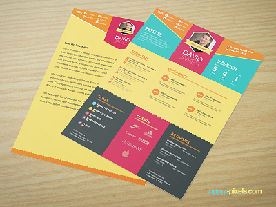 Colorful Stylish Resume & Cover Letter Template cover letter cover letter template curriculum vitae cv cv template print ready professional resume psd psd resume resume resume template template