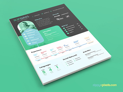 Modern Resume PSD Template with Cover Letter