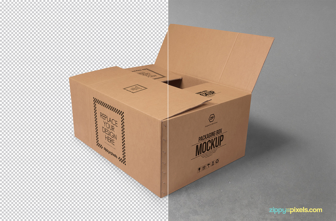 Download Free Cardboard Box Mockup by ZippyPixels on Dribbble