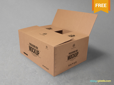 Download Free Cardboard Box Mockup by ZippyPixels - Dribbble