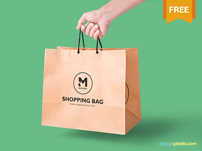 Free Handheld Paper Bag Mockup bag branding customizable free freebie merchandising mockup packaging paper bag photoshop presentation shopping bag