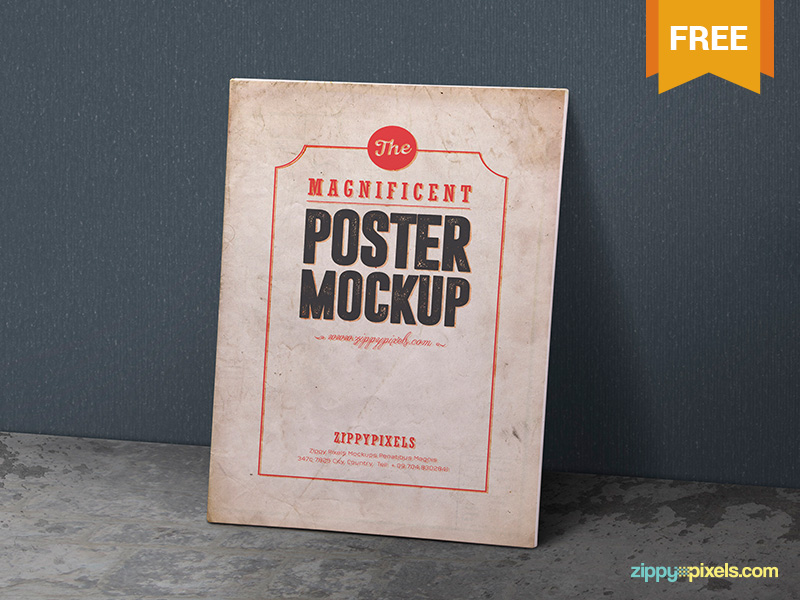 Download 2 Free Vintage Poster Mockup PSDs by ZippyPixels on Dribbble