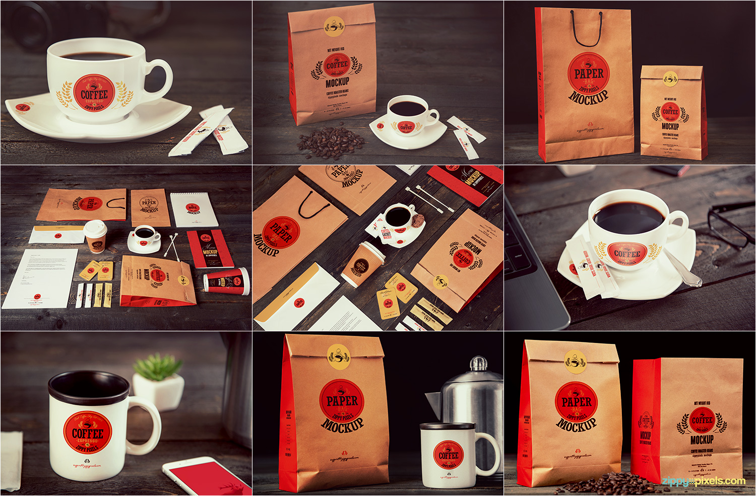 Download 13 Coffee Shop Packaging & Branding Mockups Vol. 1 by ZippyPixels on Dribbble