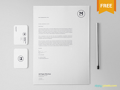 Free Classy Stationery Mockup Set a4 size brand identity branding business card corporate identity free freebie letterhead mockup psd scene creator stationery