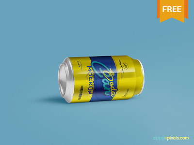 Free Soft Drink Can Mockup PSD can mockup customizable free freebie labeling mockup packaging photorealistic photoshop presentation soda can soft drink can