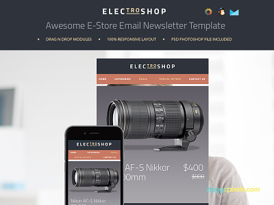 Electroshop – Elegant Business Email Template campaign monitor template email email marketing email template html template mailchimp template newsletter newsletter template psd template responsive template template template builder