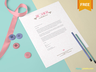 Free US Letter Size Paper Mock-Up branding corporate identity cover letter free freebie letterhead mockup paper print design psd stationery us letter size