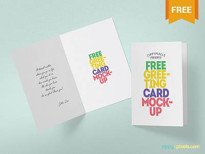 Free Greeting Card Mockup bifold card birthday card branding customizable free freebie greeting card invitation card mockup photoshop presentation smart object