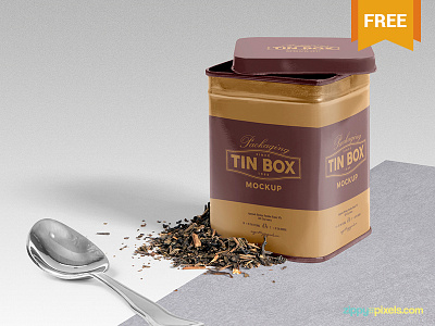 Free Packaging Tin Box Mockup box coffeepackaging free freebie metalbox mockup packaging psd tinbox tinboxmockup