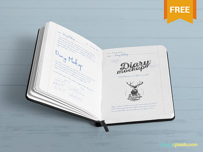 Free Open Diary Mockup PSD diary free freebie freemockup mockup notebook openbook opendiary photoshop psd stationery