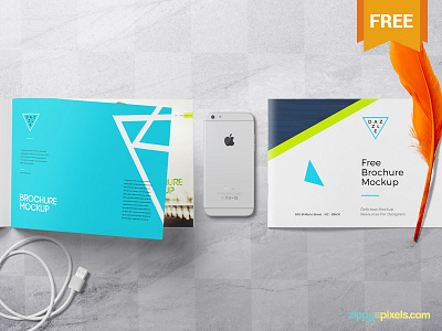 Free Brochure Mockup PSD advertisement branding brochure flyer free freebie mockup photoshop psd