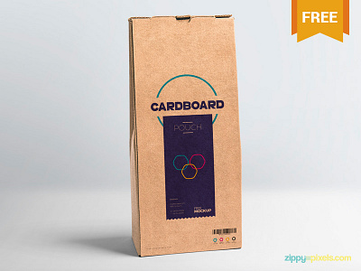 Free Cardboard Pouch Packaging Mockup branding cardboard free freebie mockup packaging packet photoshop pouch psd