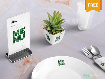 Free Table Menu Mockup Scene advertisement card free freebie menu mockup photoshop psd standee table