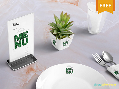 Free Table Menu Mockup Scene