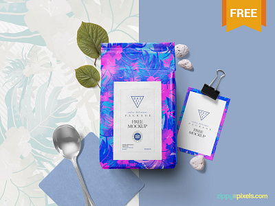 Free Packaging Pouch Mockup card free freebie mockup packaging packet photoshop pouch psd scene