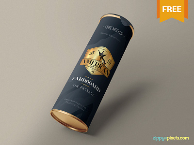 Free Stunning Cardboard Tube Mockup branding cardboard free freebie mockup packaging photoshop psd tin tube