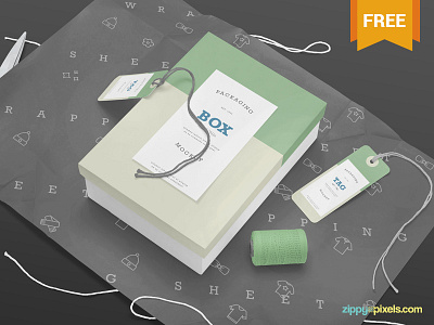 Free Rectangle Box Mockup PSD apparel box free freebie mockup packaging photoshop psd tag wrapping