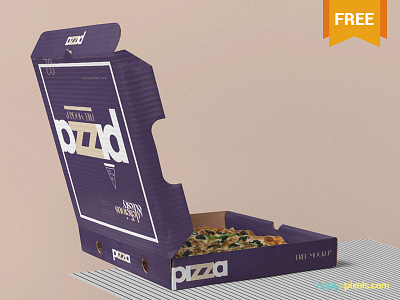 Free Pizza Box Mockup PSD box branding free freebie mockup packaging photoshop pizza psd