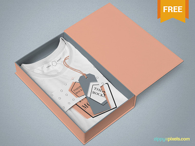 Free Stunning Tee Shirt Mockup apparel box free freebie label mockup packaging photoshop psd sleeve t shirt tag