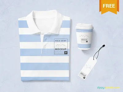 Free Modern Polo T-Shirt Mockup coffee cup free freebie label mockup mug photoshop polo psd t shirt tag