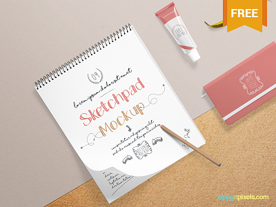 Free Realistic Sketchbook Mockup drawing free freebie mockup pad photoshop presentation psd sketch sketchbook
