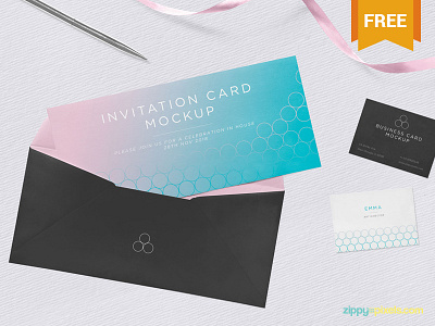 Free Invitation Mockup PSD business card card free freebie invitation mockup photoshop psd stationery