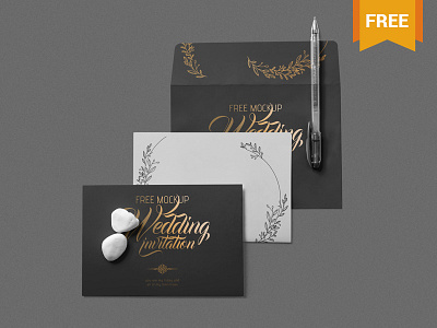 Free Elegant Wedding Invitation Mockup card free freebie invitation mockup photoshop presentation psd wedding invitation