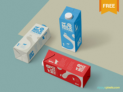 Free Milk Carton Mockup box carton free freebie liquid milk mockup packaging photoshop psd