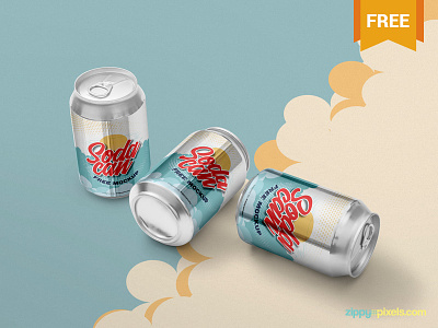 Free Soft Drink Can Mockup beverage branding can drinks free freebie mockup packaging photoshop psd soda