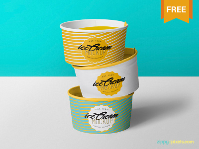Free Yummy Ice Cream Cup Mockup cup free freebie frozen ice cream mockup packaging photoshop psd yogurt