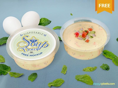 Free Disposable Soup Bowl Mockup bowl disposable food free freebie mockup packaging photoshop presentation psd soup