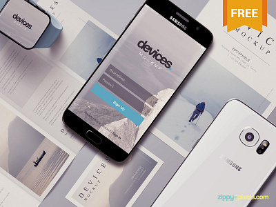 Free Android Mobile Mockup Scene android app devices free freebie mobile mockup photoshop psd s6 samsung screen