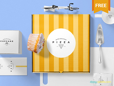Free Pizza Packaging Mockup Scene box food free freebie mockup packaging photoshop pizza psd
