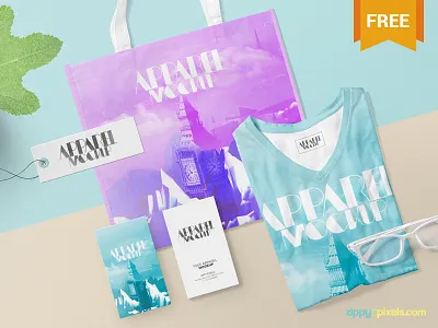 Free Modish Apparel Mockup apparel business card clothing free freebie mockup photoshop psd t shirt tag tote bag