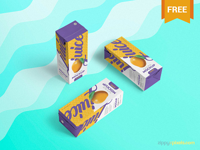 Free Juice Box Mockup box branding free freebie juice mockup nector packaging photoshop presentation psd