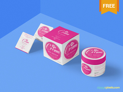 Free Beautiful Cosmetic Cream Mockup branding cosmetic cream free freebie jar mockup packaging photoshop pot psd