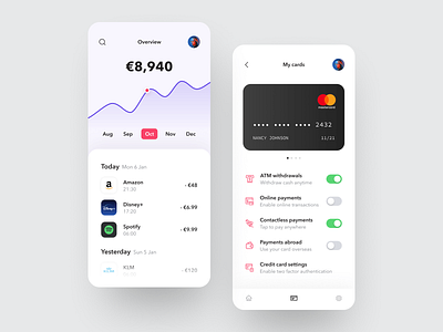 Banking Mobile App 2020 2020 trend account bank bank app calendar card character clean design design system figma finance fintech minimal mobile payment product design stadistics subscription wallet