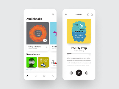 Audiobook Mobile App 2020 app design audio audio app audiobook book color cover figma ios minimal mobile mobile app neumorphic podcast reader reading service ui ux