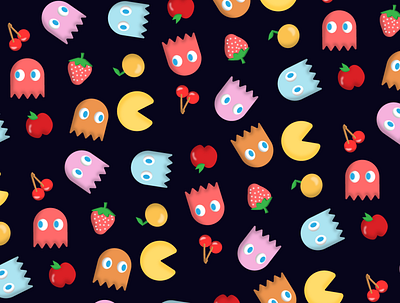 PAC PATTERN design illustration pattern patterns retro game vector video game art