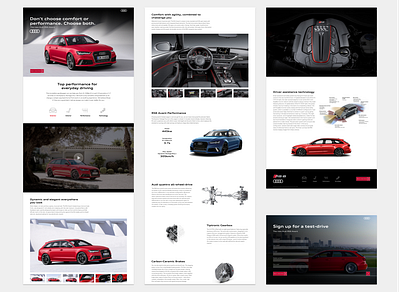 Audi RS6 overview page audi car car booking design ui web