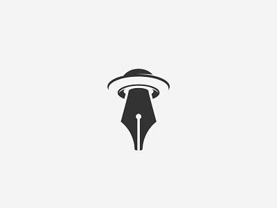 Ufo Pen Black app branding design flat icon illustration logo space symbol