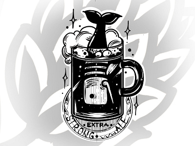 STRONG whALE beer branding design illustration label