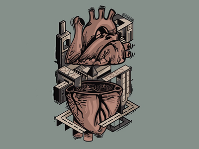 DIvE freely city design heart illustration label love tattoocream