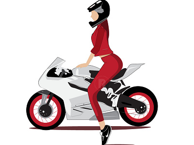 girl on bike bike design dresses girlonbike illustration redcloth rock scotter