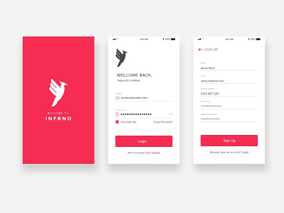 Inferno Login & Signup app daily 100 challenge login login design signupform ui ui ux design ui 100