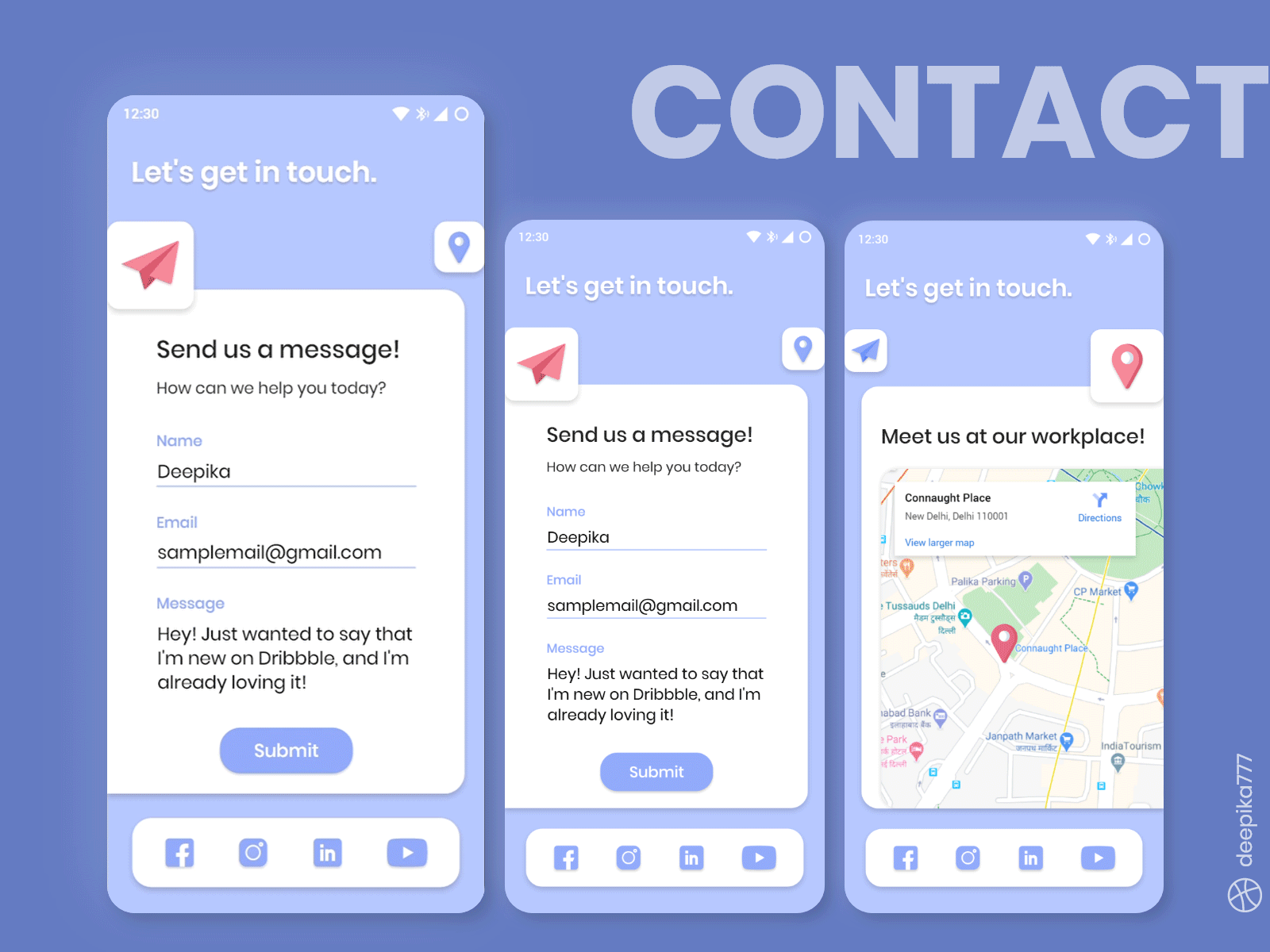 Contact us - App design adobe xd animation app app design app ui contact contact us contact us page dailyui design interaction design map microinteractions minimal mobile mobile design prototype transition ui ux