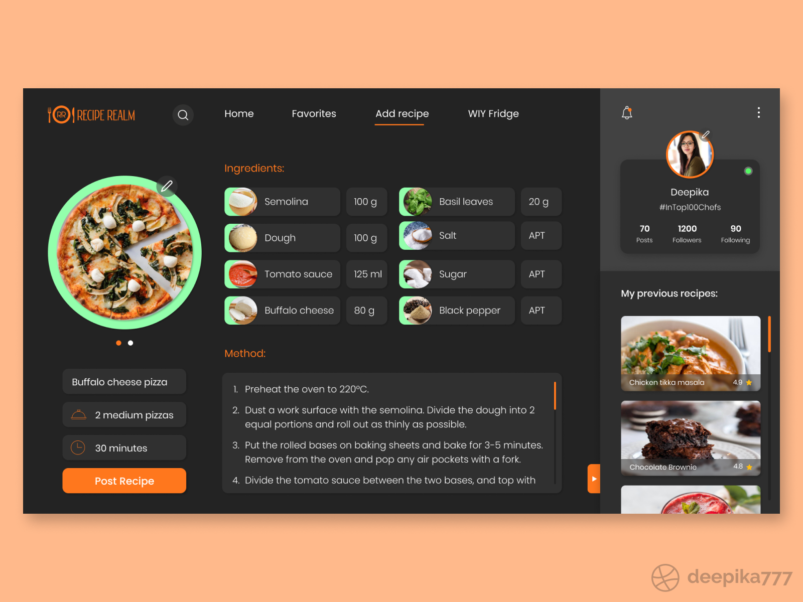 Recipe browser 1.4. Recipe browser. Food AP\\P Design UIUX.