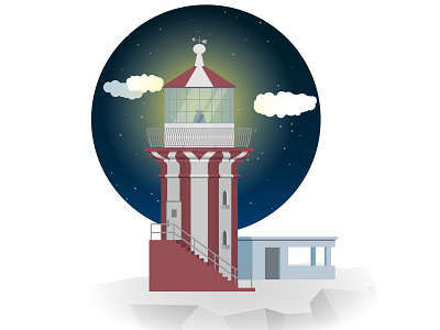 Hornby Lighthouse flat illustration logo vector